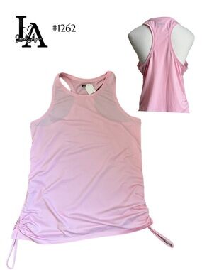 LAvon Light Pink Racerback Tank Top with Side Drawstring